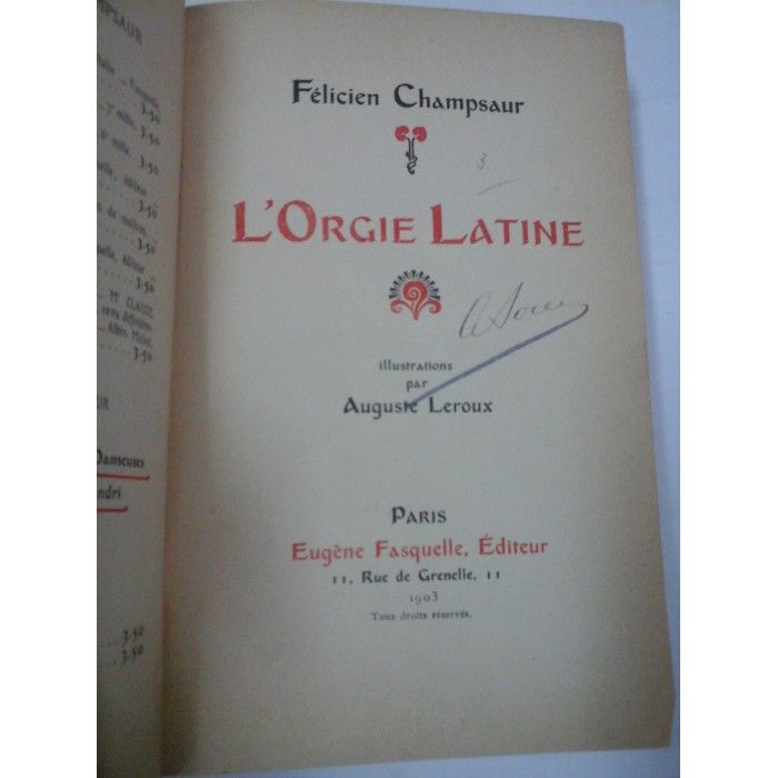 L˙ORGIE LATINE - Felicien Champsaur L˙ORGIE LATINE - Felicien Champsaur